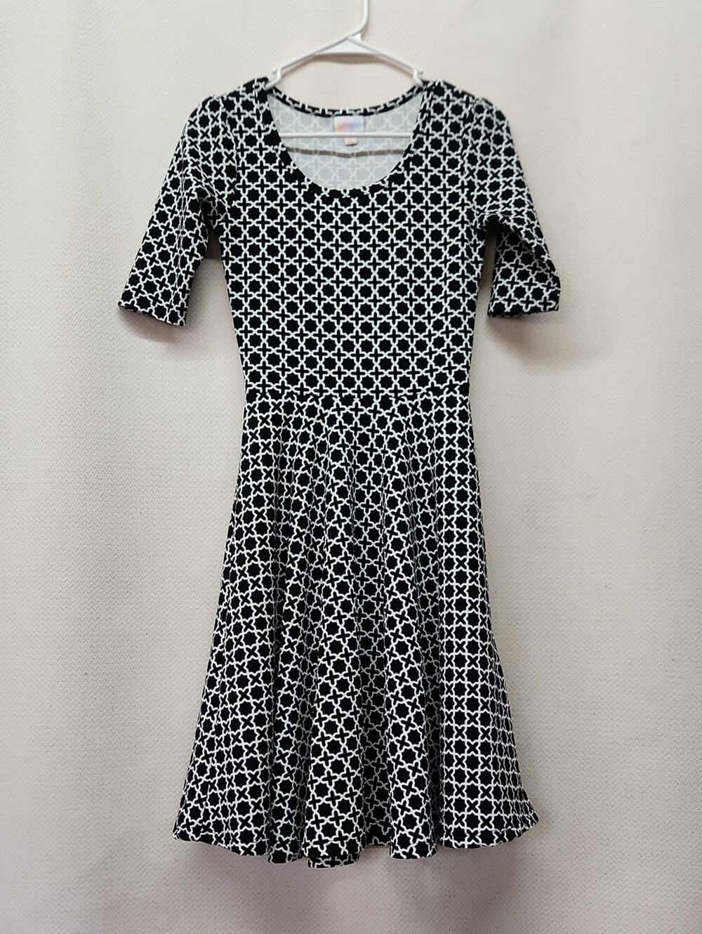 LuLaRoe Black and White Geometric Midi Dress
